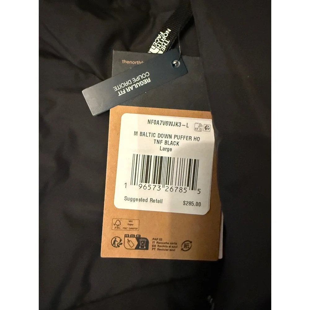 The North Face Mens Baltic 600 Fill Down Puffer Hooded Jacket Black size L